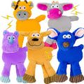 5 Pack No Stuffing Dog Toys, Squeaky Crinkle Plush Animal Toys - color: 5-color