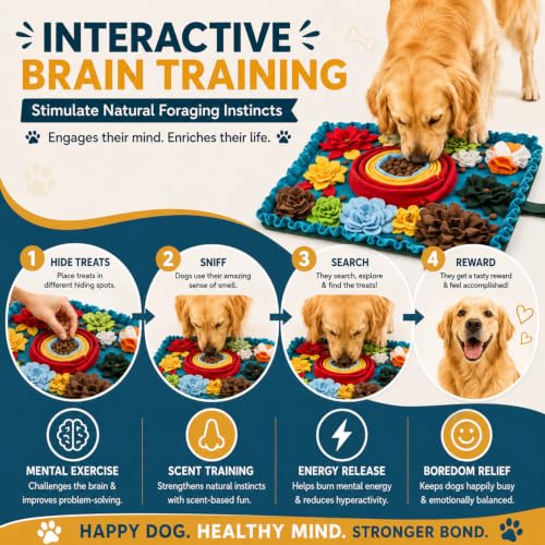 PET ARENA Dog Snuffle Feeding Mat, Adjustable Nose Work Activity Toy - color: Large Colorful - Flower Design