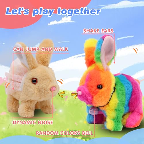 Hopearl Hopping Rabbit with Dress Interactive Electronic Pet Plush Bunny Toy with Sounds and Movements Animated Walking Wiggle Ears Twitch Nose Gifts for Toddlers Birthday, Brown, 7'' - style: Dress Bunny-Brown