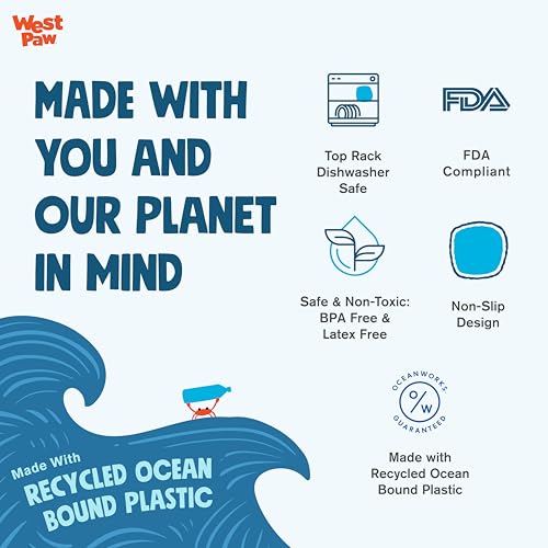 West Paw Seaflex Waves Feast Mat – All-in-One, Slow Feeder, Lick Mat – Encourages Foraging & Food Exploration - Engages Picky Eaters & Slow Feeding - Versatile – Easy to Clean, Non-Toxic - Mint - color: Mint, size: Waves