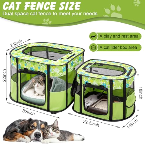 Portable Cat Playpen, Foldable Indoor Outdoor Pet Tent with 2 Areas - style: 32 x 24 x 22 inch and 22.5 x 18 x 18 inch