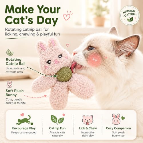 Cat Toys with Catnip Kitten Chew Bite Supplies Boredom Relief Fluffy Kitty Teeth Cleaning Chewing Cat Lovers Interactive Plush Gift (Rabbit&Panda) - color: Rabbit&Panda
