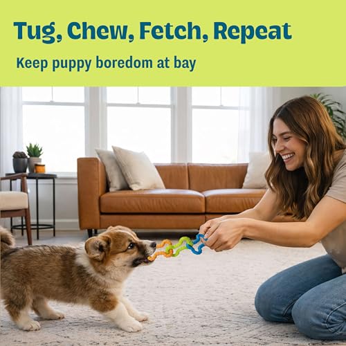 Bone Tugz Dental Dog Chew Toy, Floppy & Textured, 6.3" - color: Bonetugz Blue