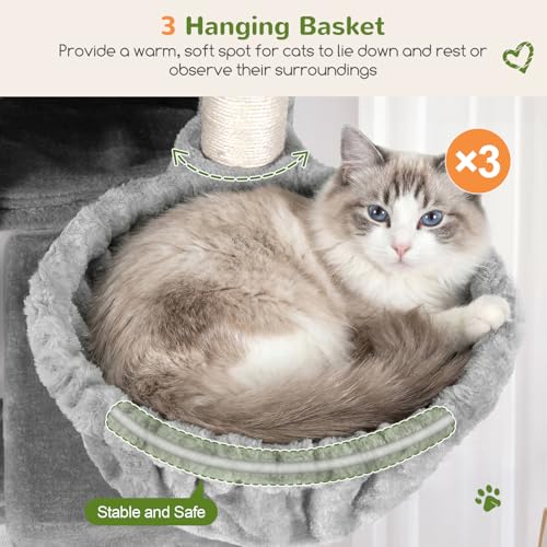 Globlazer Large Cat Tree 72in Tall Cat Climbing Tower, F72G, Light Grey - color: Light Grey