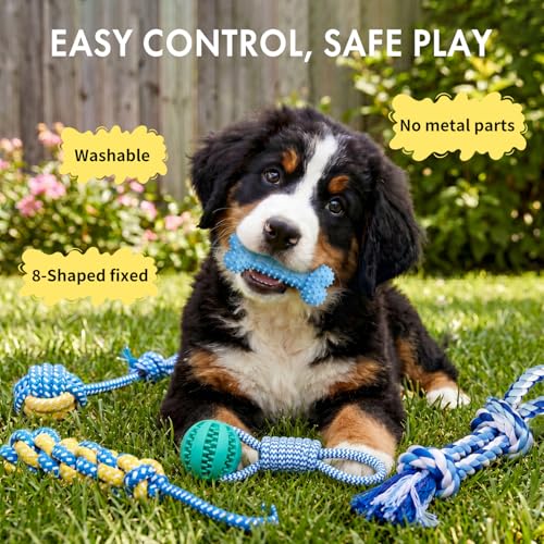 Flirt Pole for Dogs, Heavy Duty 33" Detachable Toy with 5 Lures - color: Rope+Ball