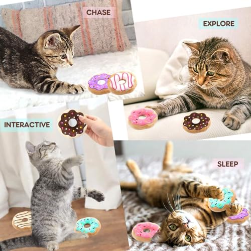 CiyvoLyeen Plush Donut Catnip Toys for Indoor Cats 6 Pack - color: Donut - 6Pcs