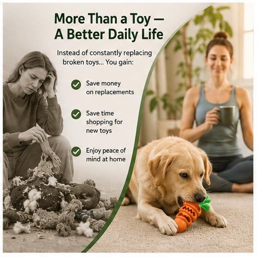 Aggressive Chewer Dog Toys, Durable Carrot Teeth Cleaning Toy