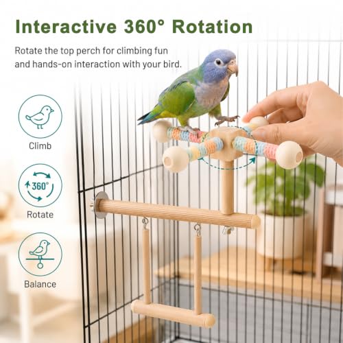 Bird Swing Toy & Bird Spinning Perch for Cage, Parakeet Toys, 360° Spin