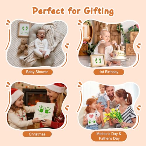 Baby Hand and Footprint Paint with Sponge Head, 2.54 fl oz, Non-Toxic & Acid-Free, Washable Baby Safe Paint for Newborn Keepsakes, Dog Nose & Paw Prints, Ideal New Mom Gift - Green - color: Green
