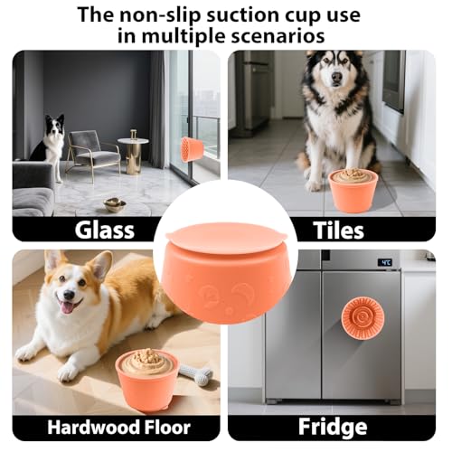 Dog Slow Feeder Lick Bowl - Non-Slip Licking Treat Dispenser for Small Medium Large Dogs, Promotes Anxiety Relief & Prevents Choking, Easy to Clean Feeding Bowl (Light Orange, S) - color: Light Orange, size: S