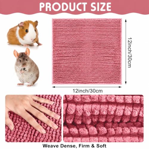 Amylove 4 Pcs Guinea Pig Cage Liner, 12 x 12 Inch, Green Pink - color: Green Pink, size: 12 x 12 Inch, style: Low Pile Chenille