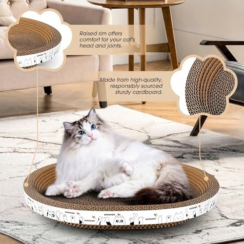 3Pack Extra Large Versatile Cardboard cat Scratcher & Lounger bed, High-Density cat Scratch Pads for Indoor Cats Grinding Claws, Ergonomical curved Cat Scratching Board, Couch Protector from Cat Claws - size: 3-Pack - Extra Large
