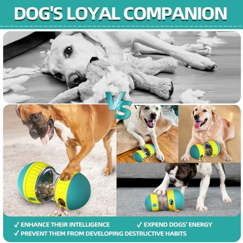 Mankoda Interactive Dog Puzzle Toy, Rolling Treat Dispenser Slow Feeder - color: Green