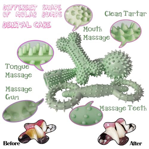 Puppy Teething Toys Rubber Bone Molar Ball Interactive Donut Treat Dumbbell - color: Green, size: Small