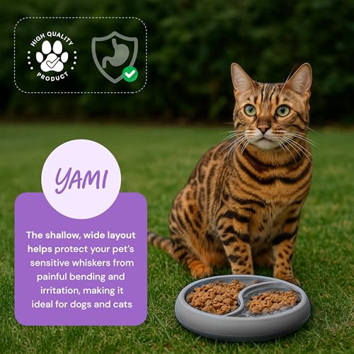 YAMI Dog Lick Bowl, Lick Mat for Dogs, Wet Food Cat Slow Feeder, Freeze Bowl, Enrichment & Puzzle Toy for Anxiety Relief, Food-Grade Silicone, Suction Cups, Dishwasher Fit, for All Breed (Light Gray) - color: Light Gray