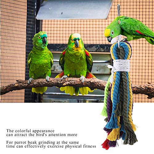 Parrot Rope Toys, Colorful Cotton Rope Shredder Hanging Toy for Cockatiels, Cockatoos, Conure, Lovebird, Macaws, Small Medium Large Birds