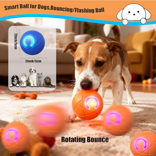 Valentines Day Gifts Dog Balls Interactive Dog Toys 2pc Shaky Ball Toy for Dogs Electric Rolling Pet Toy Dogs ball launcher Dog Chew Toys Rolling Balls for Do gs Smart Jumping Ba ll Training Jolly Toy - color: Orange Blue