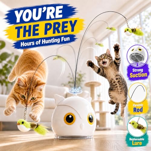 CATPICK Interactive Cat Toy for Indoor Cats, Automatic Flying Bird Toy - color: Grey
