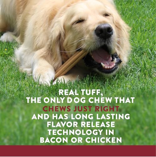 Real Tuff | Chew Toy for Large Dogs | Long Lasting for Aggressive Chewers | Bacon Flavor | 1 Count