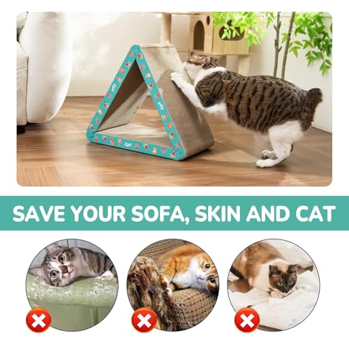 Cat Scratcher, Cat Scratching Board - Foldable Triangle 6-Sided Cardboard - color: Green
