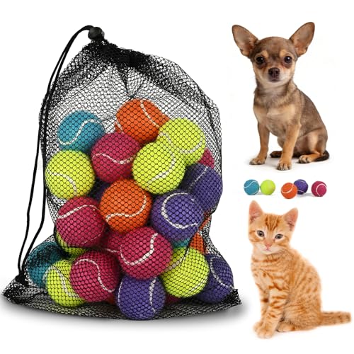 INSUM 1.5 Inch Mini Tennis Balls for X-Small Dogs & Cats, 20/40 Pack Soft Fetch Play Toys for Puppies & Kittens, Training & Indoor Outdoor Exercise - size: 1.5"-40PK