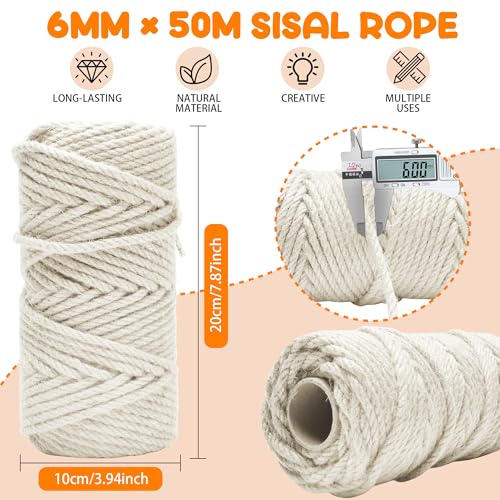 164FT 1/4 Inch Cat Scratching Sisal Rope for Cat Trees & Posts - color: White, size: 164ft