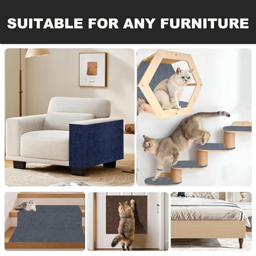 Self-Adhesive Cat Scratching Mat Couch Furniture Protector, Dark Blue - color: Dark Blue, size: 78.7"X15.8"