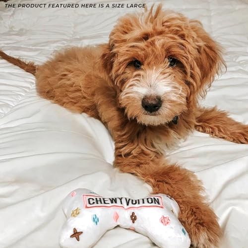 Haute Diggity Dog Chewy Vuiton Bone Plush Dog Toy, Designer Parody Toy - color: White Bone, size: Large