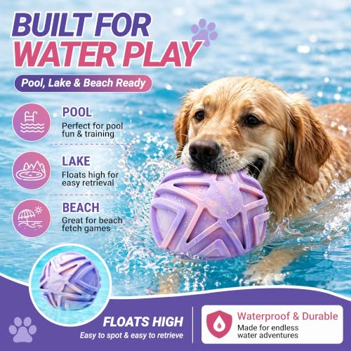 Dog Ball for Large Dogs, 7-Inch Floating Fetch Ball, Pink Ombre - color: Pink & Purple Ombre