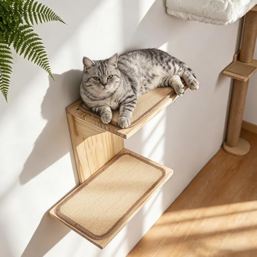Cat Wall Shelves, Branch Style 2 Platform Cats Walls Furniture. - color: brown