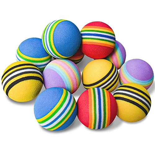 12 Pack Foam Cat Soccer Balls - Soft, Quiet, Interactive Toys for Kitten, Dog, Puppy - Indoor Activity Play, Chase, Training, Chewing