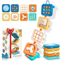 Portable Travel Toys for Baby 6-18M: 5 Foldable Cubes 7 Activity Panels