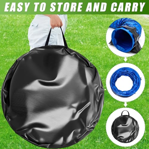24 in 10 Foot Extra Large PVC Dog Agility Tunnel with Sandbags Blue - color: Blue, size: 24in X 10ft