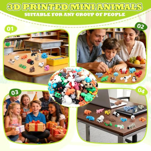 SCIONE 50 Pack 3D Printed Animals, Cute Desk Decor for Kids - style: 50 Pcs Animals