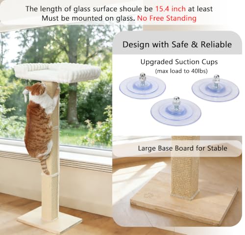 Cat Scratching Post with Large Window Perch, 47-Inch Tall Sisal Cat Tree - size: extra-large