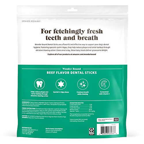 Wonder Bound Beef Flavor Dental Sticks for Tiny Dogs (5-20 lbs), 6-Ridge Shape for Plaque & Tartar Control, Freshens Breath, Formulated with Vitamin C, 108 Count (Pack of 2) - size: 108 Count (Pack of 2)
