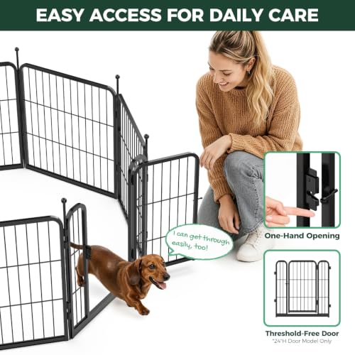 FXW Rollick Dog Playpen, Indoor, Yard & RV Camping, 24" H, 8 Panels - color: Black, size: 24"H