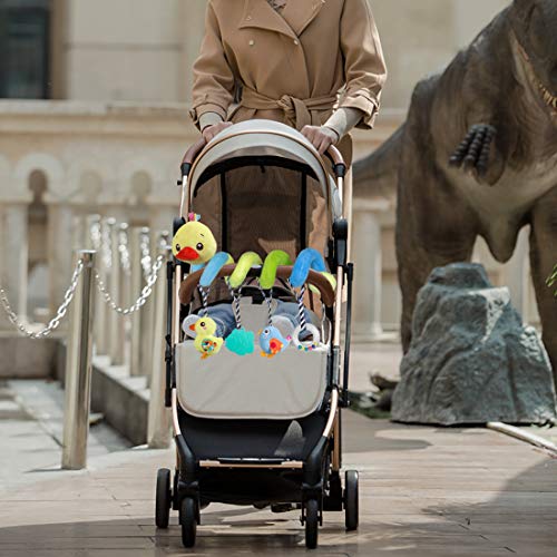Caterbee Baby car seat Toys, Activity Spiral hangings pram Toys, Plush Crib Toys with Squeaky for boy or Girl, 0 Months up (Duck) - color: Yellow-duck
