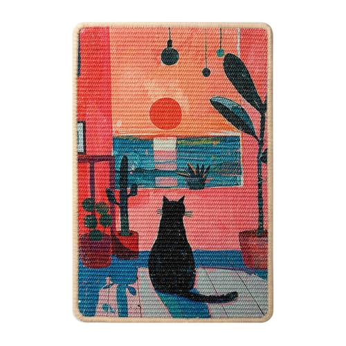 Sisal Cat Scratcher Mat Cat Scratching Pad with Adhesive Tape 23.6x15.7'' - color: PinkRomance