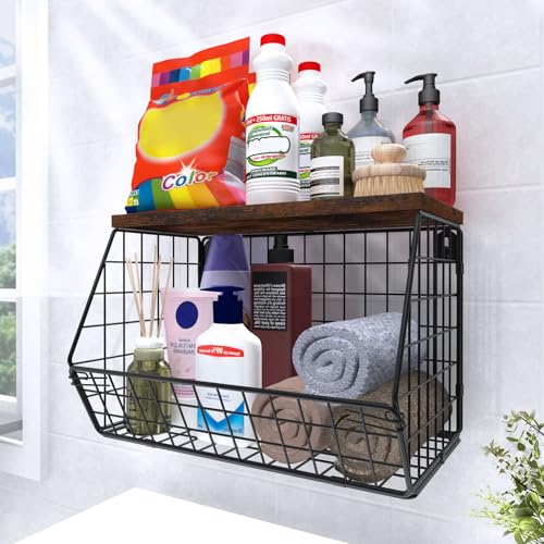 MSJGA Laundry Room Shelves, Wall Mounted Storage Basket, 11.8"Wx7.9"Dx8.5"H - size: 8"D