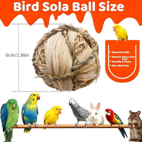 Natural Woven Grass Balls Small Pet Chew Toys, Handmade Wooden Bird Parrot Hamster Rabbit Foraging Balls, Safe Shred Toys for Parakeet Cockatiel Guinea Pig Chinchilla, Corn Silk Ball - style: Traditional