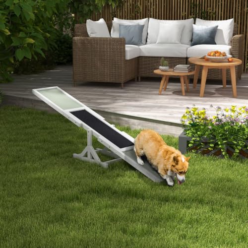 PawHut Wooden Dog Agility Seesaw for Exercise 71" L x 12" W x 12" H White - color: White, size: 70.75" x 11.75" x 11.75"