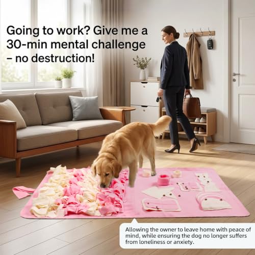Snuffle Mat for Dogs: Slow Food Interactive Experience - color: Pink, size: Medium 22x38 inch