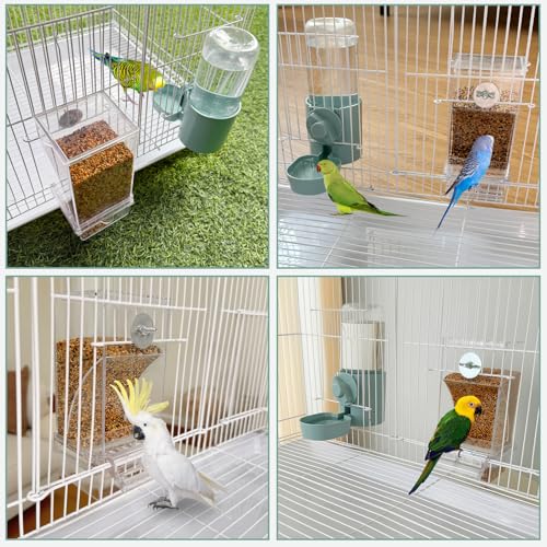 lemtrflo No Mess Bird Feeder Water Dispenser Set, Bird Feeder for Cage - color: blue
