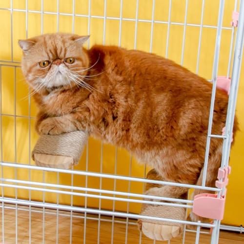 Cat Climbing Steps Scratching Tree - 2pcs Scratching Steps Sisal Hemp Cage Shelf Ladder Pets Perch Furniture Inside The cage with Install Screws (L) - size: L