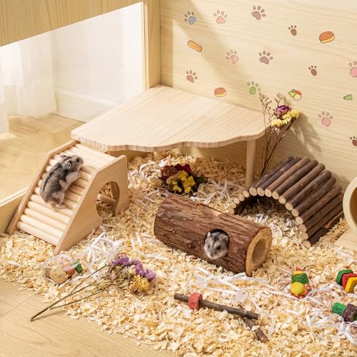 Breezehug 4 Pcs Hamster Cage Accessories Hamster Platform Toy, Hole - style: Tree Hole