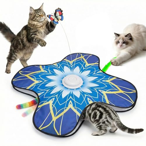 Interactive Cat Toys For Indoor Cats, Rechargeable Touch Automatic Cat Toy - color: Blue