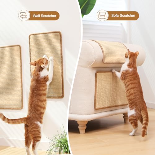 FUKUMARU 2 Packs Cat Scratching Mat, 19.6 x 11.8 Inch Cat Scratcher Pad - color: Beige-2 Packs 19.6 x 11.8 Inch