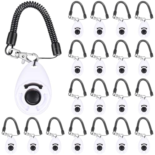 Frienda 18 Pcs Dog Training Clicker with Wrist Strap for Pets, White - color: White