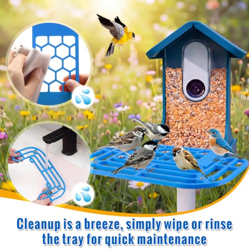 Saillong 2-in-1 Bird Feeder Kit, Compatible with BirdBuddy Feeder, Blue - color: Blue